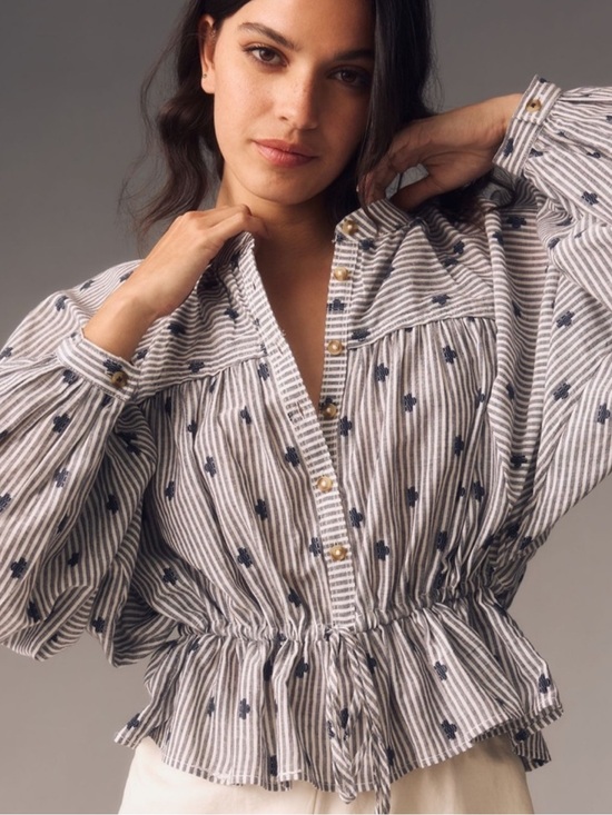 Anthropologie Tops - Anthropologie The Sidney Batwing Blouse by Pilcro: Cinched Waist Edition - XS